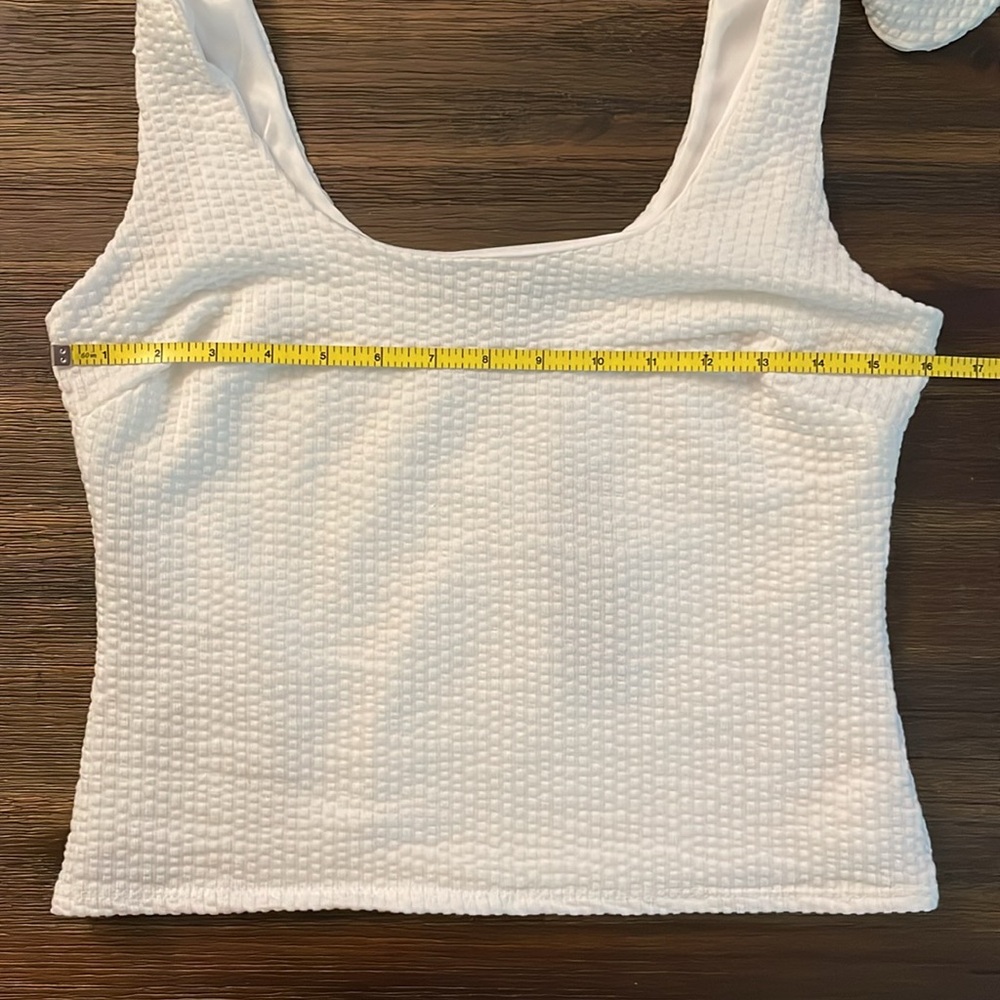 Lulu’s Hey, Cutie Ivory Crinkled Tie-Strap Tank Top Medium NWT - Picture 10 of 14
